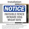 Signmission Invisible Fence Beware Dog Might Bite OSHA Notice Sign, Vinyl Decal, 10in W x 7in L, 2PK OS-2PACK-NS-D-710-L-13717 - alternate 2